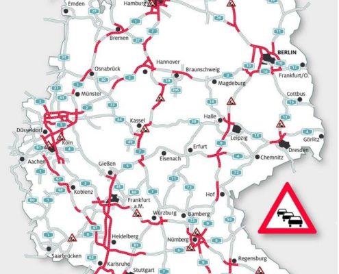 Stauwelle bei der zweiten Ferienanreise Welle